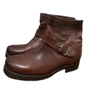 FRYE Veronica Boots Dark Brown Leather Ankle Boot